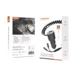 Porodo Dual Port Car Charger with Integrated C+L Cables, Adaptable, Simultaneous Charging, Universal Compatibility, 1.5m Cable Length - Black